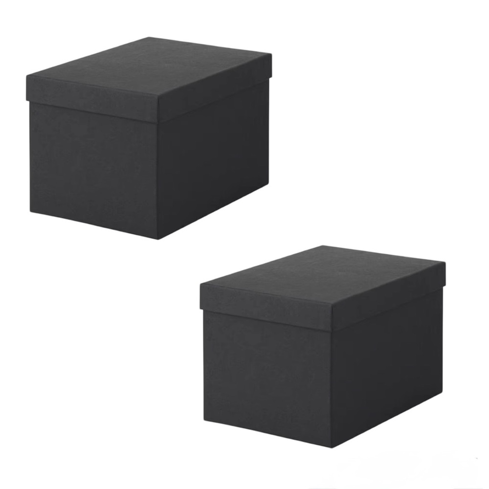 IKEA - Set of TWO Tjena Black Storage Boxes with LID 603.954.85 | New